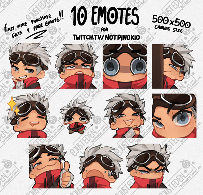 10 Emotes - twitch.tv/notpinokio